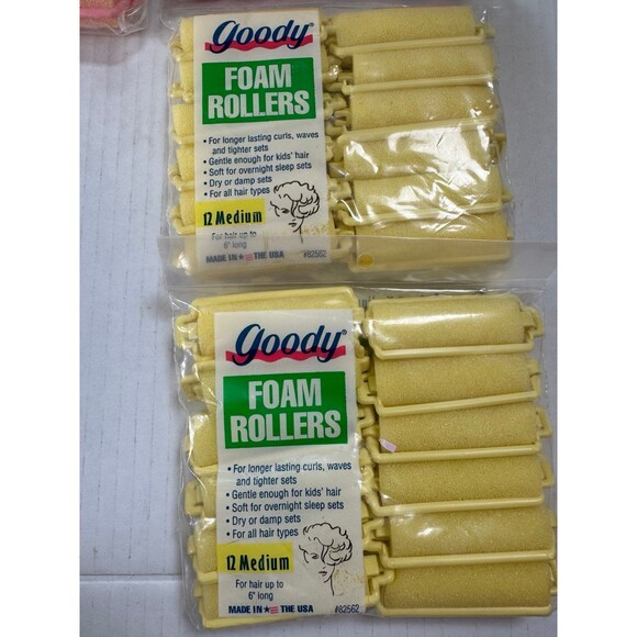 Lot of 4 Goody Vintage Sponge Foam Hair Rollers Sleep-Set Small Medium & Large - Picture 5 of 9
